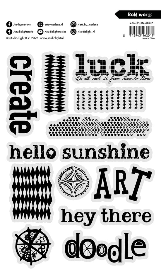 Clear Stamp Bold Words Art By Marlene 12 Pieces