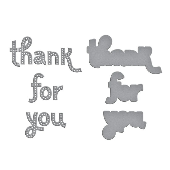 STITCHED THANK YOU & FOR YOU ETCHED DIES FROM THE OUT AND ABOUT COLLECTION