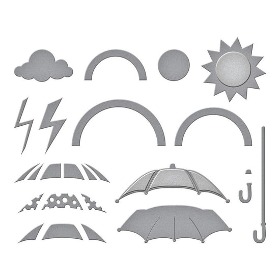 Spellbinders Etched Dies By Vicki Papaioannou Rain Or Shine- Showered In Love