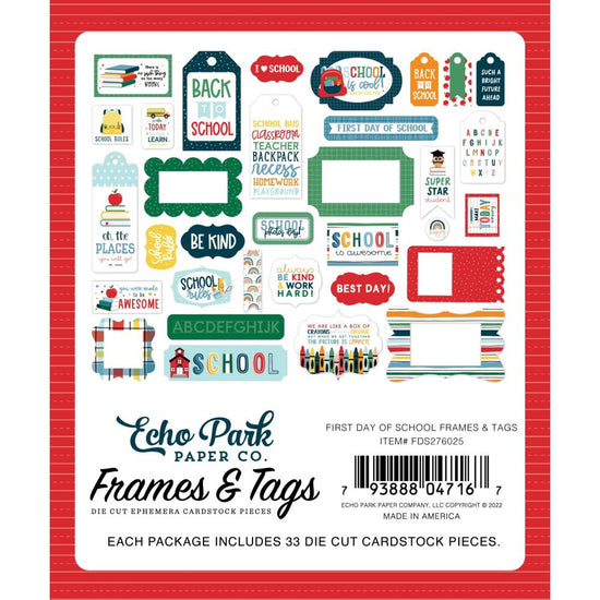 Echo Park Cardstock Ephemera 33/Pkg Frames & Tags, First Day Of School