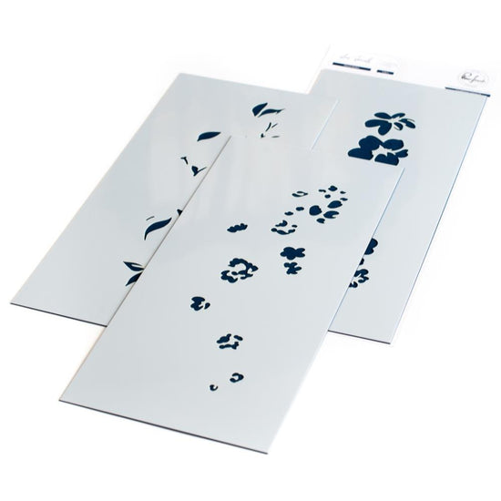 Pinkfresh Studio Slimline Stencils 4"X9" 3/Pkg Floral Notes