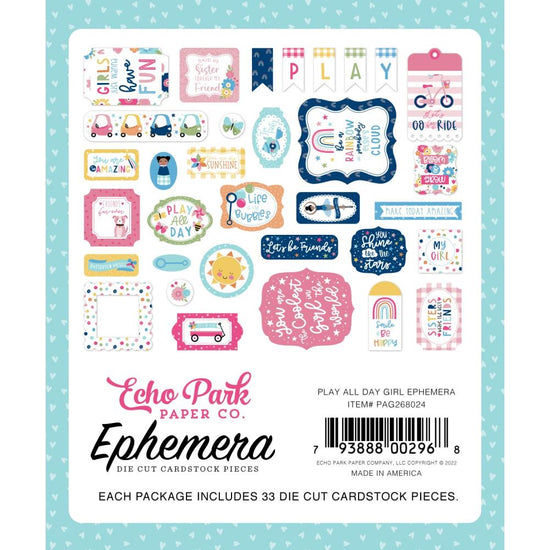 Echo Park Cardstock Ephemera 33/Pkg Icons, Play All Day Girl