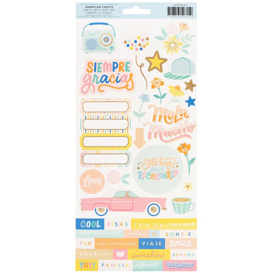 Obed Marshall Buenos Dias Cardstock Stickers 6"X12" 83/Pkg Accent & Phrases