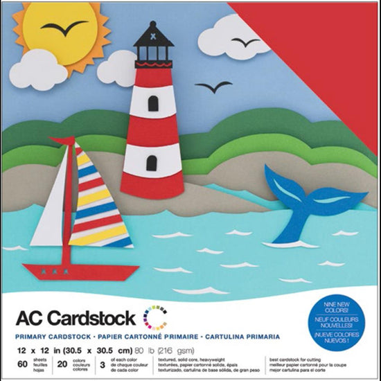 American Crafts Variety Cardstock Pack 12"X12" 60/Pkg Primary
