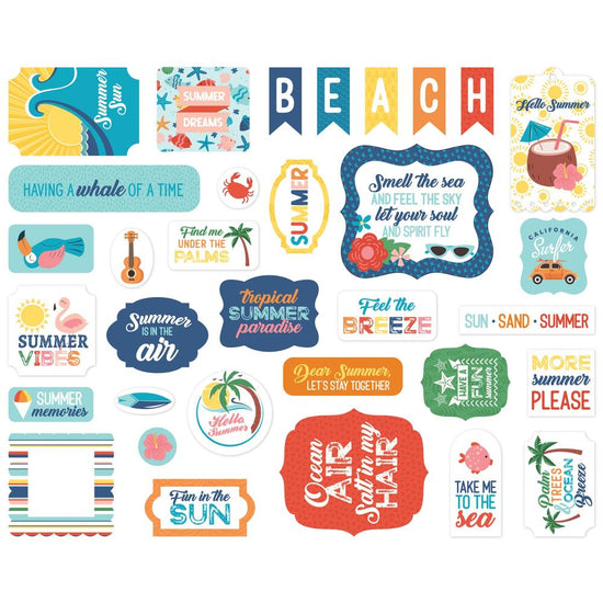 Echo Park Cardstock Ephemera 33/Pkg Icons, Endless Summer