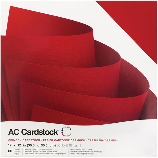 American Crafts Textured Cardstock Pack 12"X12" 60/Pkg Crimson