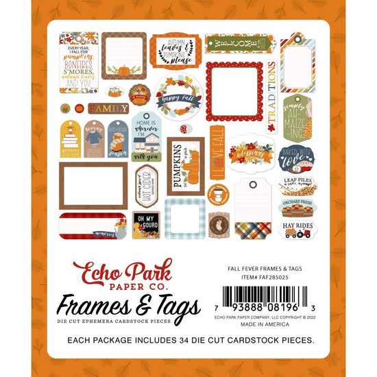 Echo Park Cardstock Ephemera 33/Pkg Frames & Tags, Fall Fever