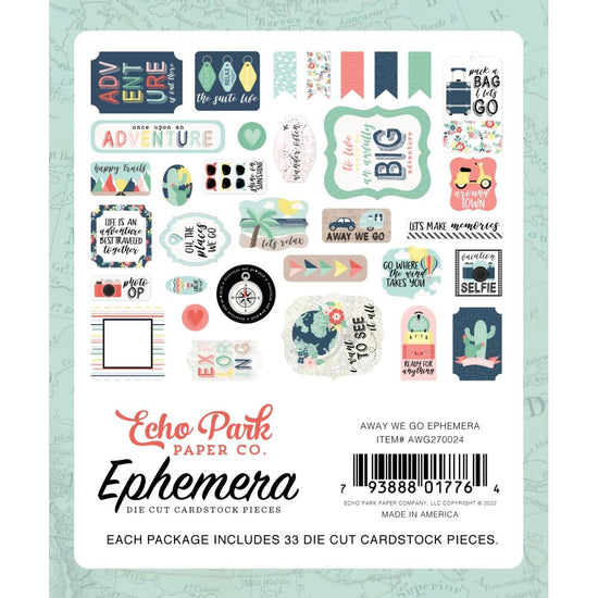 Echo Park Cardstock Ephemera 33/Pkg Icons, Away We Go