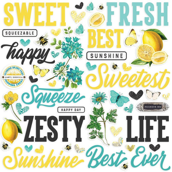 Simple Vintage Lemon Twist Foam Stickers 54/Pkg