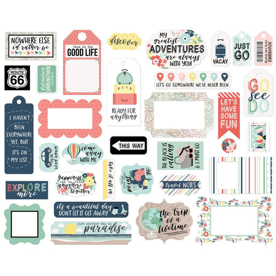 Echo Park Cardstock Ephemera 33/Pkg Frames & Tags, Away We Go