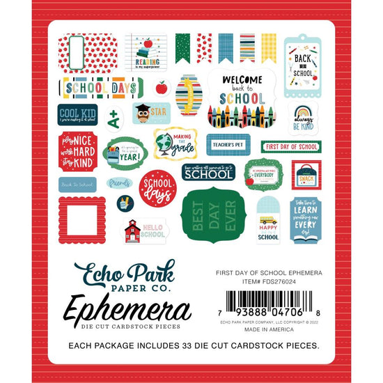 Echo Park Cardstock Ephemera 33/Pkg Icons, First Day Of School