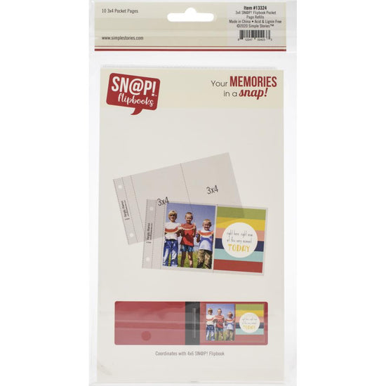 Simple Stories Sn@p! Pocket Pages For 4"X6" Flipbooks 10/Pkg (2) 3"X4" Pockets