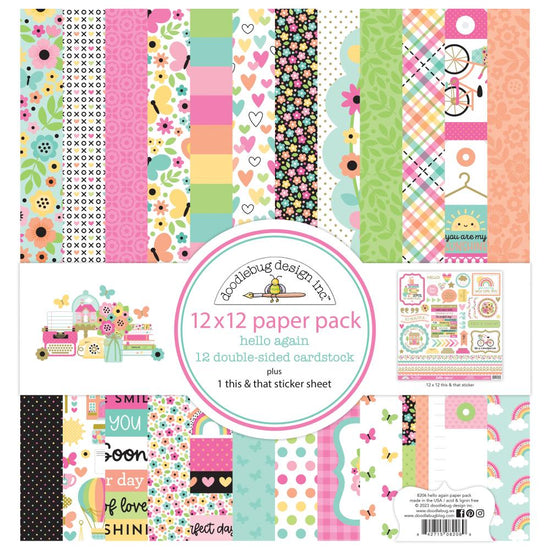 Doodlebug Double-Sided Paper Pad 12"x12" Hello Again