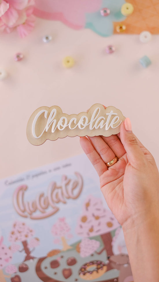 Frase Chocolate(Madera+ Meta Blanco)