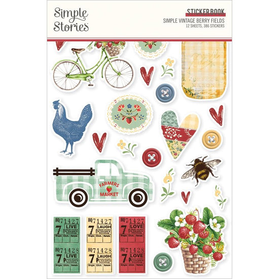 Simple Stories Sticker Book 12/Sheets Simple Vintage Berry Fields, 386/Pkg