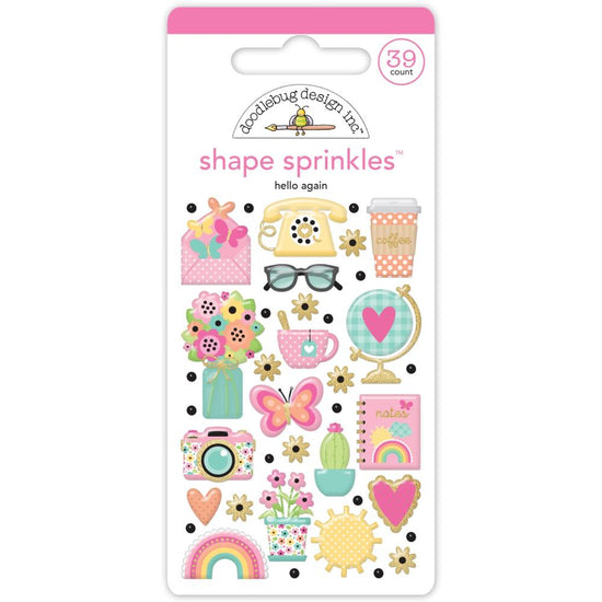 Doodlebug Sprinkles Adhesive Enamel Shapes Hello Again