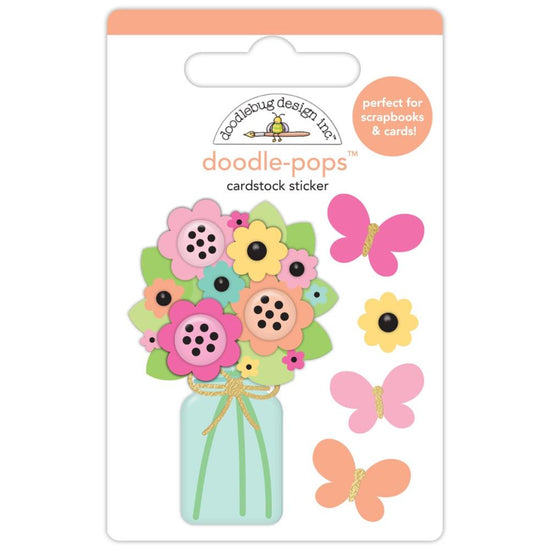 Doodlebug Doodle-Pops 3D Stickers Butterfly Bouquet, Hello Again