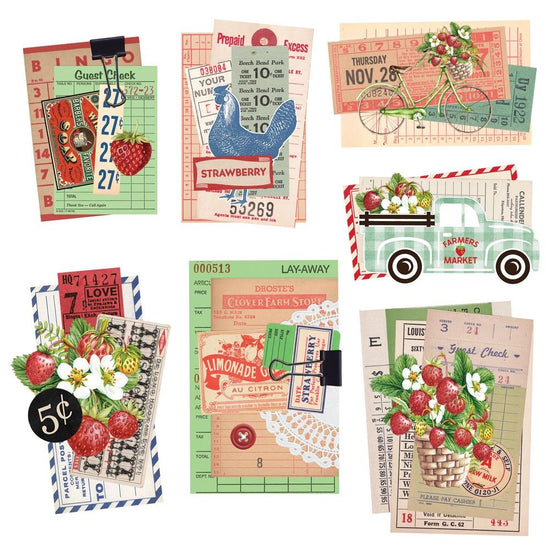 Simple Vintage Berry Fields Chipboard Clusters