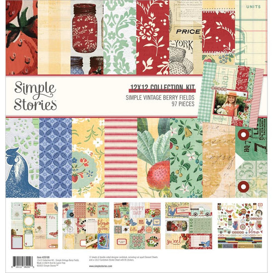 Simple Stories Collection Kit 12"X12" Simple Vintage Berry Fields