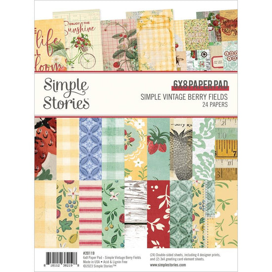 Simple Stories Double-Sided Paper Pad 6"X8" 24/Pkg Simple Vintage Berry Fields