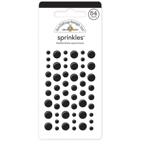 Doodlebug Sprinkles Adhesive Glossy Enamel Dots Beetle Black, 54/Pkg