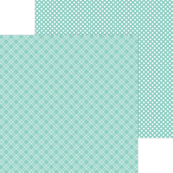 Doodlebug Petite Prints Plaid/Polka Dot Cardstock 12"X12" Pistachio