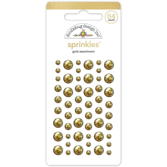 Doodlebug Sprinkles Adhesive Enamel Shapes Gold Assortment, Hello Again