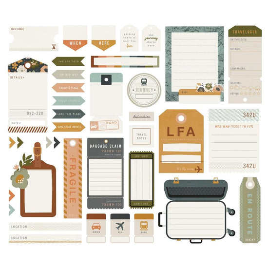 Here & There Bits & Pieces Die-Cuts 38/Pkg Journal