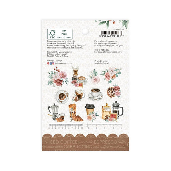 Coffee Break Ephemera Cardstock Die-Cuts 12/Pkg Bits and Pieces