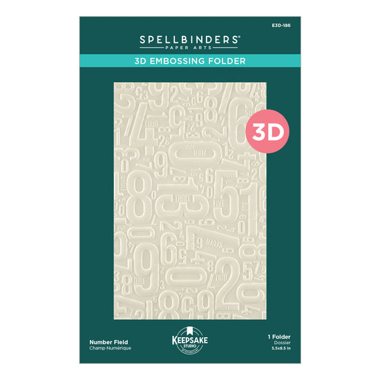 Spellbinders Number Field 3D Embossing Folder by Esther Glas