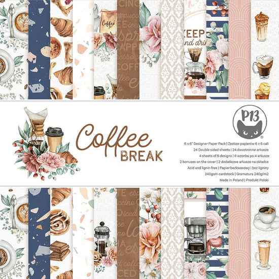 P13 Double-Sided Paper Pad 6"X6" Coffee Break