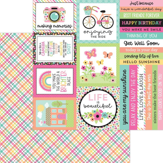 Doodlebug Hello Again Cardstock 12"X12" Patchwork Plaid