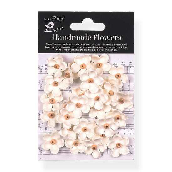 Little Birdie Beaded Blooms Paper Flowers 30/Pkg Ivory Pearl