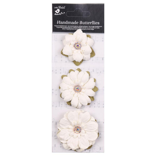 Little Birdie Jeremy Paper Flowers 3/Pkg Ivory Pearl