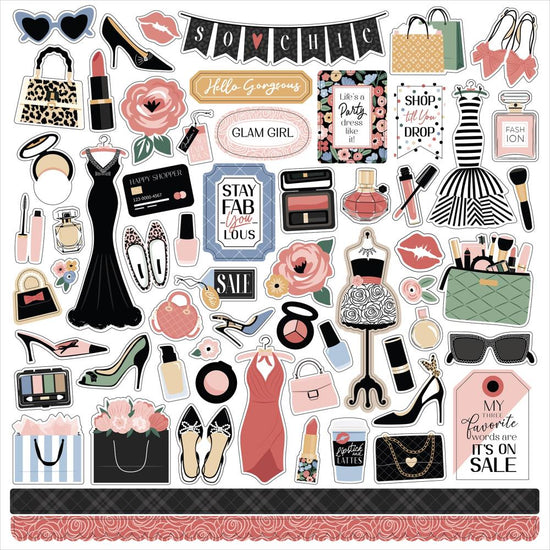 Echo Park Fashion Cardstock Stickers 12"X12" Elements