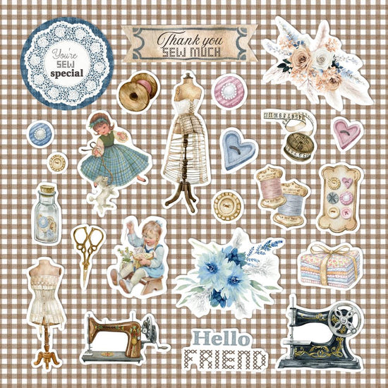 Memory Place Ephemera Cardstock Die-Cuts Stitched Together