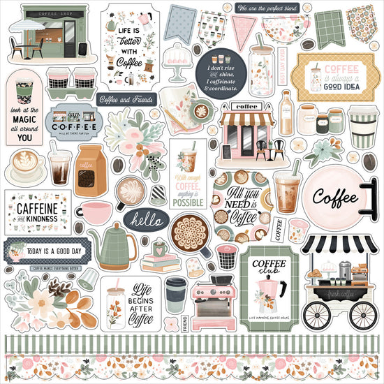 Carta Bella Coffe Shop Cardstock Stickers 12"X12" Elements