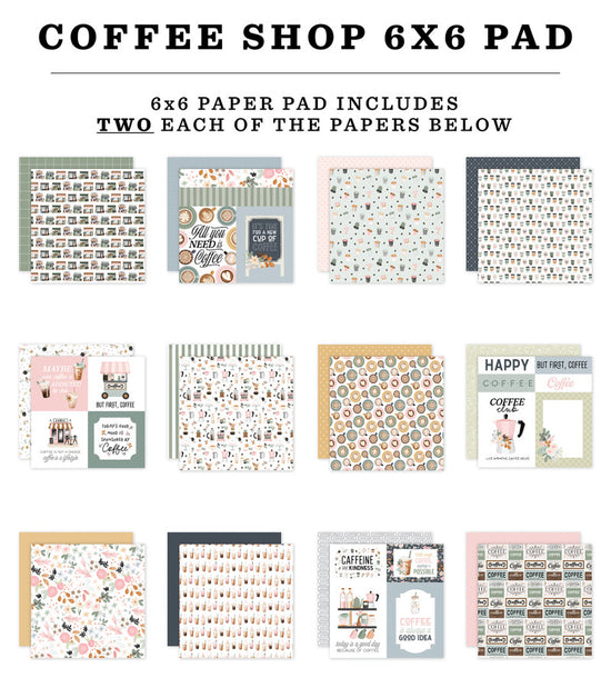 Carta Bella Double-Sided Paper Pad 6"X6" Coffee Shop