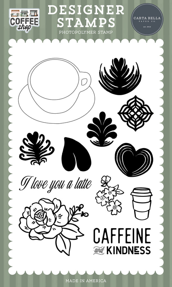 Carta Bella Coffee Shop: Love You A Latte Stamp Set