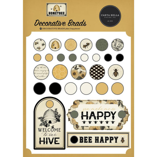 Carta Bella Decorative Brads Honey Bee