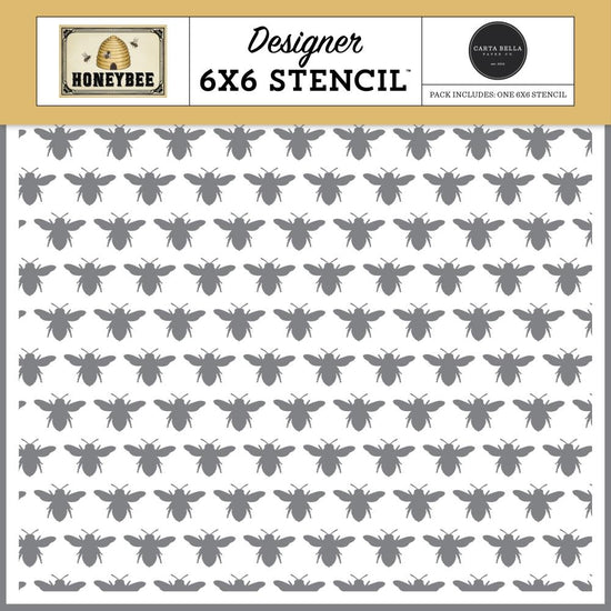 Carta Bella Honey Bee Stencil 6"X6" Swarm Of Bees