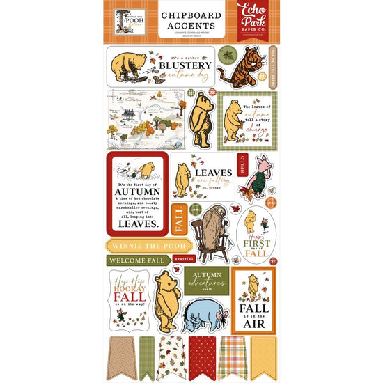 Echo Park Chipboard 6"X13" Accents, Winnie The Pooh Autumn