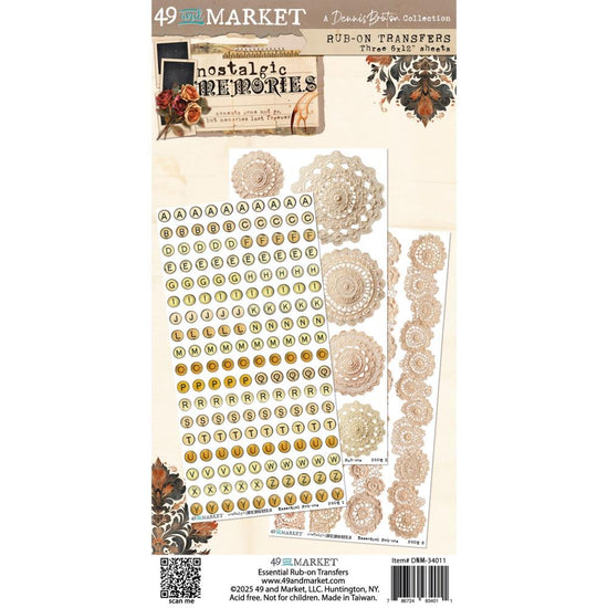49 And Market Essential Rub-On Transfer Set 6"X12" Nostalgic Memories