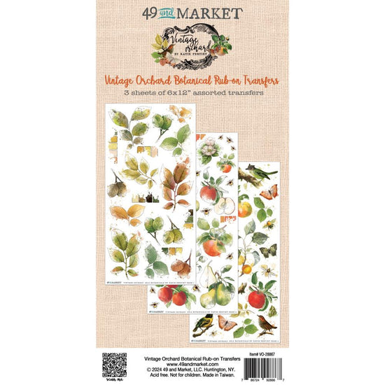 49 And Market Rub-On Transfer Set Vintage Orchard Botanical