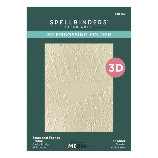 Spellbinders STARS AND FRONDS FRAME 3D EMBOSSING FOLDER FROM THE STARRY HOLIDAY COLLECTION BY DINA WAKLEY