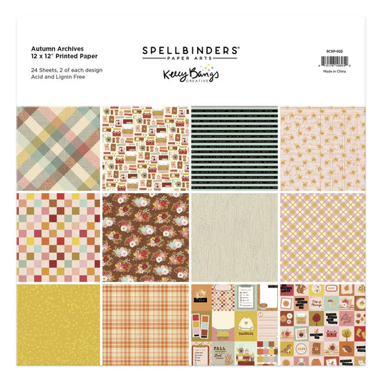 Spellbinders AUTUMN ARCHIVES 12X12" PRINTED PAPER FROM THE AUTUMN ARCHIVES COLLECTION BY KELLY BANGS
