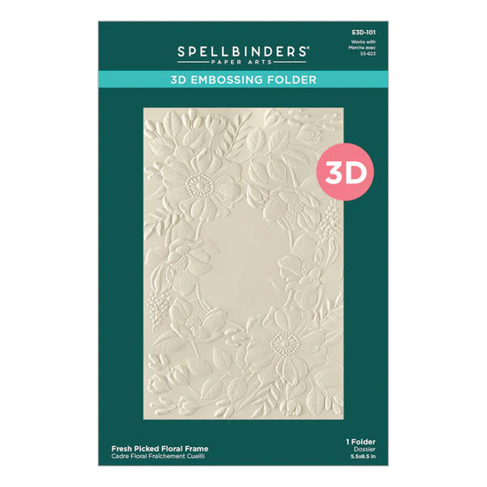 Spellbinders FRESH PICKED FLORAL FRAME 3D EMBOSSING FOLDER FROM THE WOODLAND TALES COLLECTION