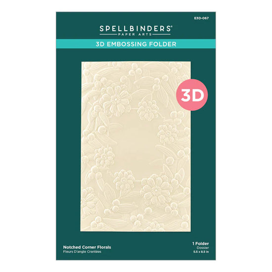 Spellbinders NOTCHED CORNER FLORALS 3D EMBOSSING FOLDER