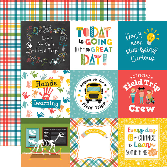 Echo Park Field Trip: 4x4 Journaling Cards 12x12 Patterned Paper