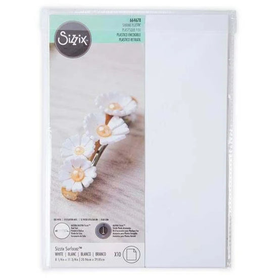 Sizzix Surface - Shrink Plastic, 8 1/4" X 11 3/4, White, 10 Sheets 